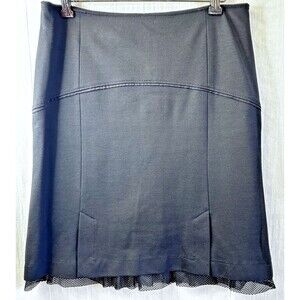 Apriori by Escada Black Stretch Tulle Hem Knee Length Pencil Skirt Sz 8